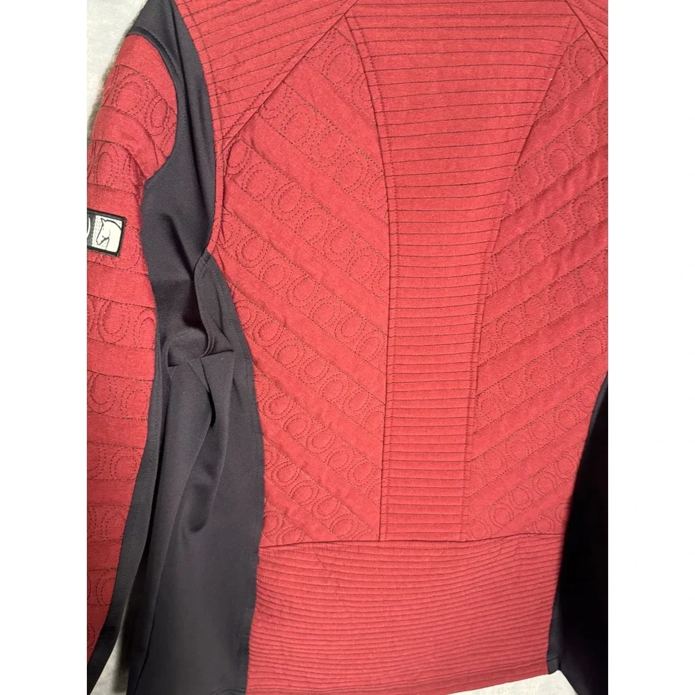 Kerrits‎ Womens Red Black Quilted Horseshoe Equestrian Full Zip Jacket  Large